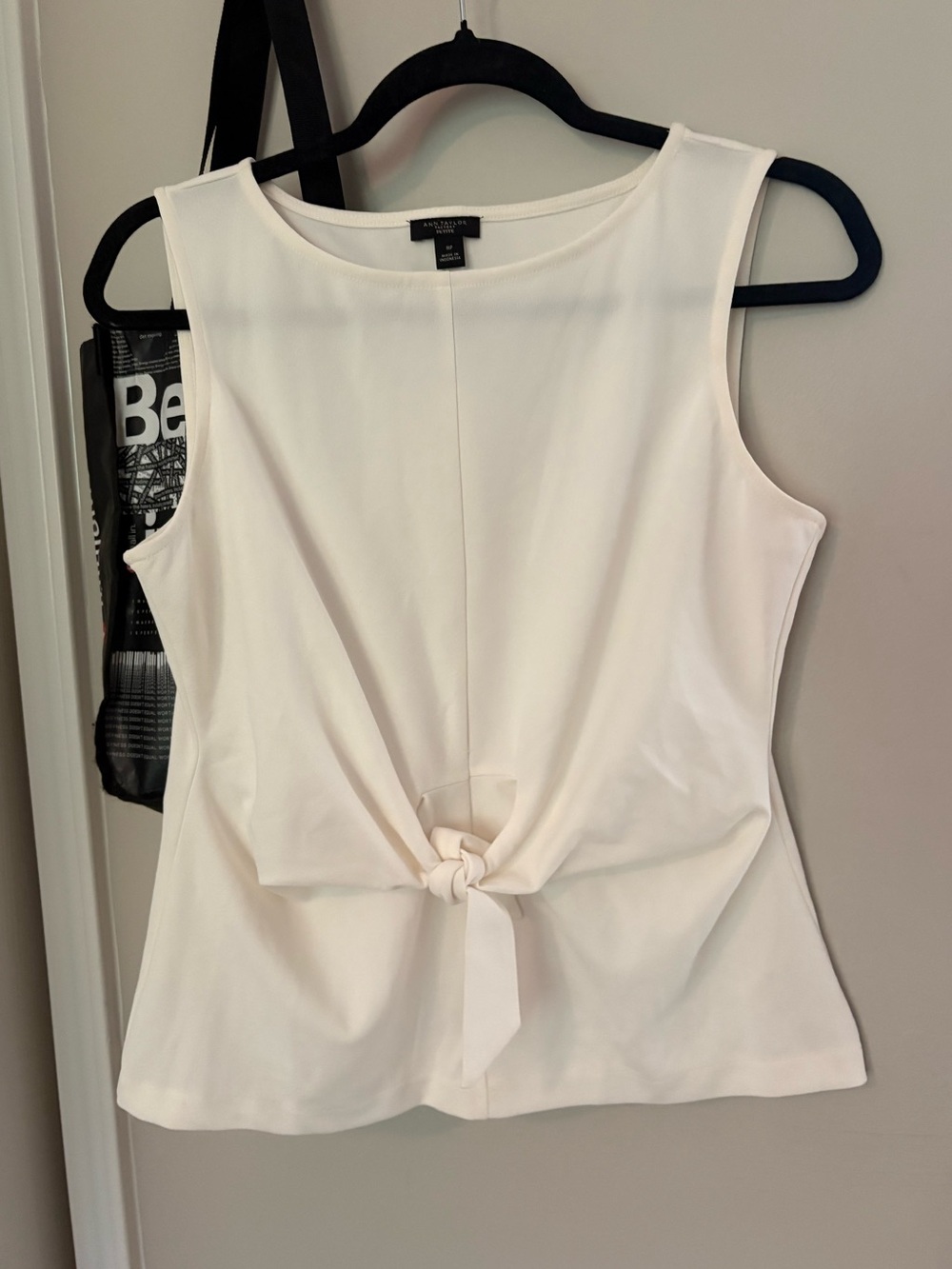 Ann Taylor Ivory Front Knot Sleeveless Tank